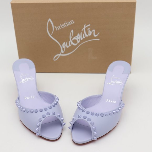 Christian Louboutin Shoes - NIB Christian Louboutin Me Dolly Spike Blue Leather 55 mm Mules Sandals